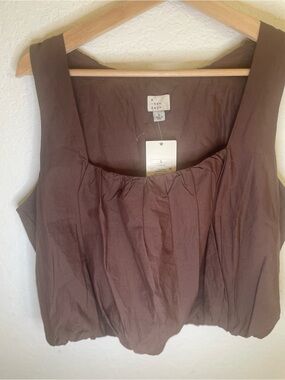 a new day Brown Square Neck Crop Tank